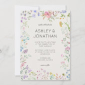 Eenvoudige, tijdloze Wildflower Alabaster Wedding Kaart (Voorkant)