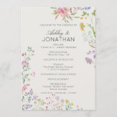 Eenvoudige tijdloze Wildflower Alabaster White Wed Programmakaart (Voorkant)