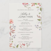 Eenvoudige tijdloze Wildflower Alabaster White Wed Programmakaart (Voorkant)