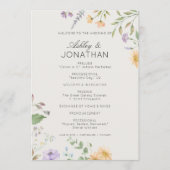 Eenvoudige tijdloze Wildflower Alabaster White Wed Programmakaart (Voorkant)