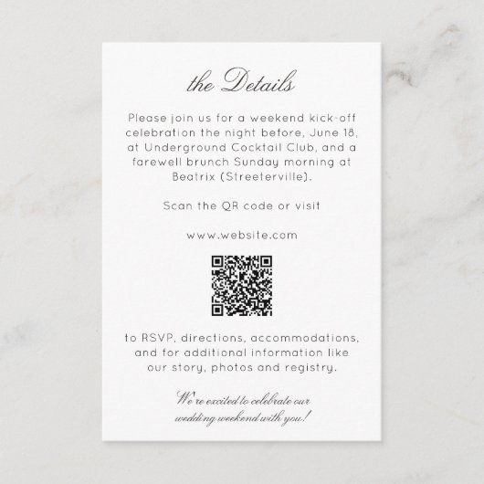 Eenvoudige, tijdloze Wildflower bruiloft Informatiekaartje (Voorkant)