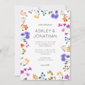 Eenvoudige, tijdloze Wildflower bruiloft Kaart (Voorkant)