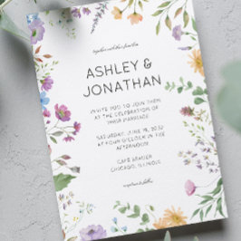 Eenvoudige, tijdloze Wildflower bruiloft Kaart