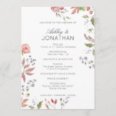 Eenvoudige, tijdloze Wildflower bruiloft Programmakaart (Voorkant)