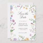 Eenvoudige, tijdloze Wildflower bruiloft Save The Date (Voorkant)