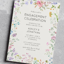Eenvoudige, tijdloze Wildflower Engagement Party Kaart