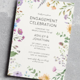 Eenvoudige, tijdloze Wildflower Engagement Party Kaart