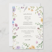 Eenvoudige, tijdloze Wildflower Ivory White Weddin Kaart (Voorkant)