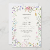 Eenvoudige, tijdloze Wildflower Ivory White Weddin Kaart (Voorkant)