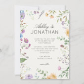 Eenvoudige, tijdloze Wildflower Ivory White Weddin Kaart (Voorkant)