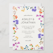 Eenvoudige, tijdloze Wildflower Ivory White Weddin Kaart (Voorkant)