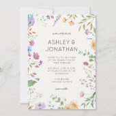 Eenvoudige, tijdloze Wildflower Ivory White Weddin Kaart (Voorkant)