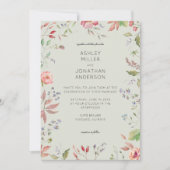 Eenvoudige, tijdloze Wildflower Sage Green Wedding Kaart (Voorkant)