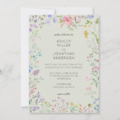 Eenvoudige, tijdloze Wildflower Sage Green Wedding Kaart (Voorkant)