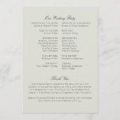Eenvoudige, tijdloze Wildflower Sage Green Wedding Programmakaart (Achterkant)