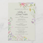 Eenvoudige, tijdloze Wildflower Sage Green Wedding Programmakaart (Voorkant)