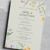 Eenvoudige, tijdloze Wildflower Sage Green Wedding Programmakaart