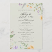Eenvoudige, tijdloze Wildflower Sage Green Wedding Programmakaart (Voorkant)