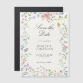 Eenvoudige, tijdloze Wildflower Soft White Wedding Magnetische Uitnodiging (Voorkant / Achterkant)