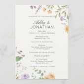 Eenvoudige, tijdloze Wildflower Soft White Wedding Programmakaart (Voorkant)