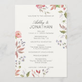 Eenvoudige, tijdloze Wildflower Soft White Wedding Programmakaart (Voorkant)