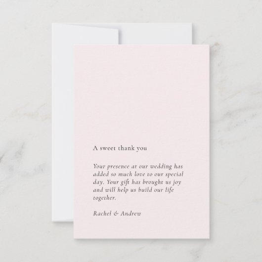 Eenvoudige tijdloze zachte blozende solide achterg bedankkaart (Voorkant)