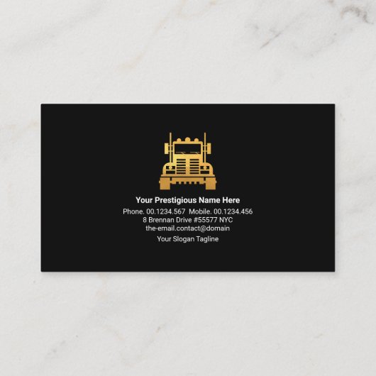 Eenvoudige Timeless Retro Gold Truck Visitekaartje (Achterkant)