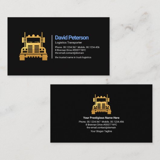 Eenvoudige Timeless Retro Gold Truck  Visitekaartje (Voorkant / Achterkant)