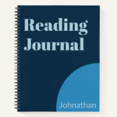 Eenvoudige tinten van blauwe naam op Reading Journ Notitieboek (Voorkant)