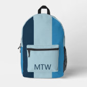 Eenvoudige tinten van Blauwe Verticale Strepen Mon Bedrukte Rugzak (Voorkant)