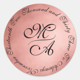 Eenvoudige tinten van Blush Monogram trouwdatum Ronde Sticker