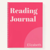 Eenvoudige tinten van roze naam op Reading Journal Notitieboek (Voorkant)