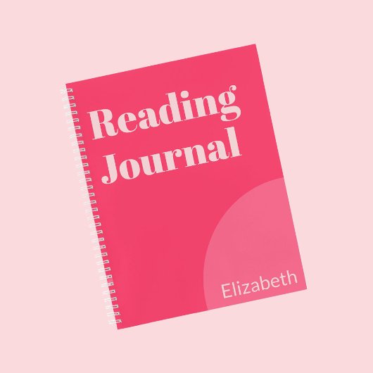Eenvoudige tinten van roze naam op Reading Journal Notitieboek