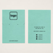 Eenvoudige Toevoegen Logo Aqua Blue Oorbel Ketting Visitekaartje (Voorkant /achterkant)