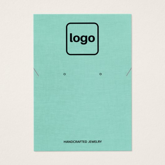 Eenvoudige Toevoegen Logo Aqua Blue Oorbel Ketting Visitekaartje (Voorkant)