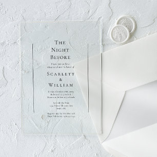 Eenvoudige traditionele bruiloft de avond ervoor acryl uitnodigingen
