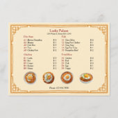 Eenvoudige traditionele Chinese restaurant plat me Menu (Achterkant)