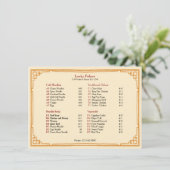Eenvoudige traditionele Chinese restaurant plat me Menu (Staand voorkant)