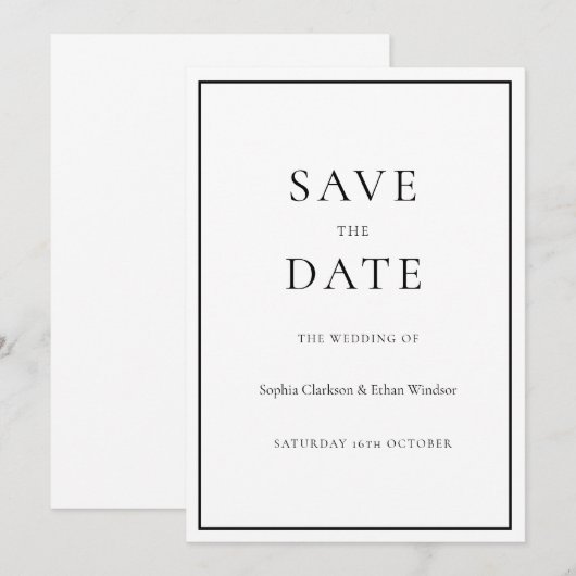 Eenvoudige traditionele digitale Save the Date-kaa Kaart (Voorkant / Achterkant)