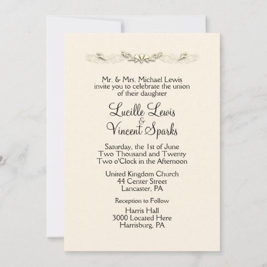 Eenvoudige traditionele huwelijksuitnodigingen kaart (Voorkant)