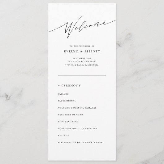 Eenvoudige traditionele katholieke bruiloft ceremo programmakaart (Voorkant)