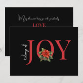 EENVOUDIGE TRADITIONELE KERST KAART JOY / POINSETT (Voorkant / Achterkant)