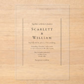 Eenvoudige traditionele minimale bruiloft acryl uitnodigingen (Voorkant)