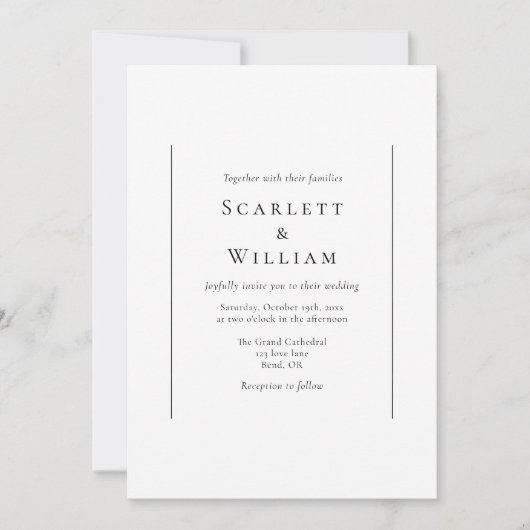 Eenvoudige traditionele minimale bruiloft kaart (Voorkant)