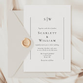 Eenvoudige traditionele minimale monogram bruiloft kaart
