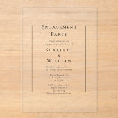 Eenvoudige traditionele minimale verlovingsfeest acryl uitnodigingen (Voorkant)