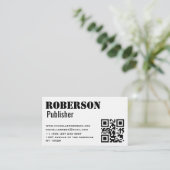 Eenvoudige traditionele witte kaart met qr-code visitekaartje (Staand voorkant)