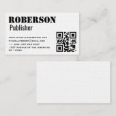 Eenvoudige traditionele witte kaart met qr-code visitekaartje (Voorkant / Achterkant)