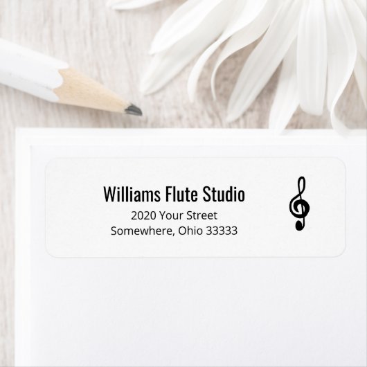 Eenvoudige Treble Clef Music Symbool Return Adres Etiket (Insitu)