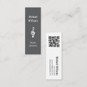 Eenvoudige Treble Clef QR code Grijs Muziek Lessen Mini Visitekaartje (Voorkant / Achterkant)